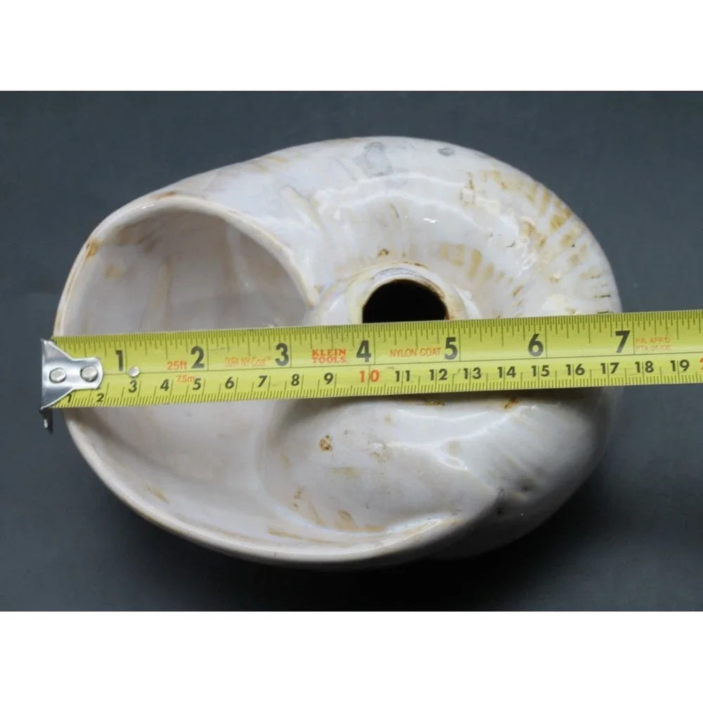 Pier 1 Nautilus Shell Vase Planter Coastal Beach Decor Ceramic 7in Cream Tan
